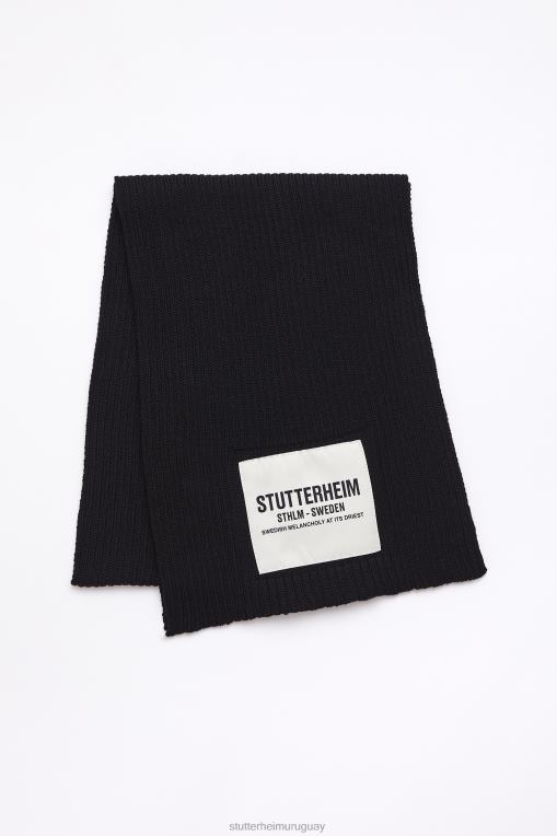 Stutterheim unisexo bufanda envolvente N80T371 accesorios negro