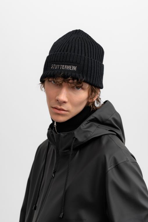 Stutterheim unisexo gorro con logo N80T367 accesorios negro