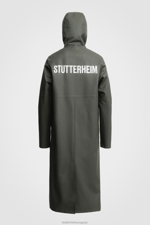 Stutterheim hombres chubasquero largo estampado Stockholm N80T102 ropa verde