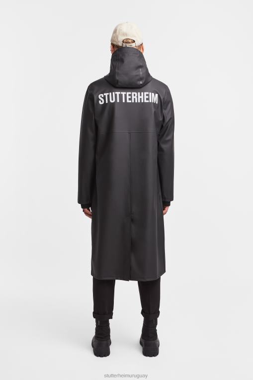 Stutterheim hombres chubasquero largo estampado Stockholm N80T103 ropa negro