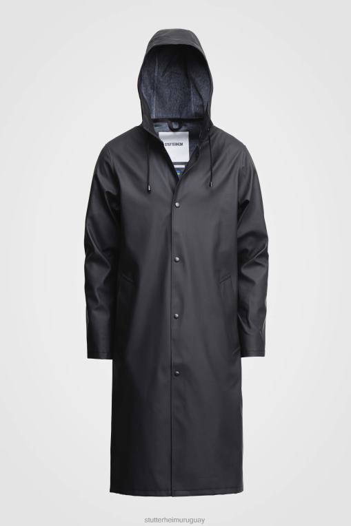 Stutterheim hombres chubasquero largo estampado Stockholm N80T103 ropa negro