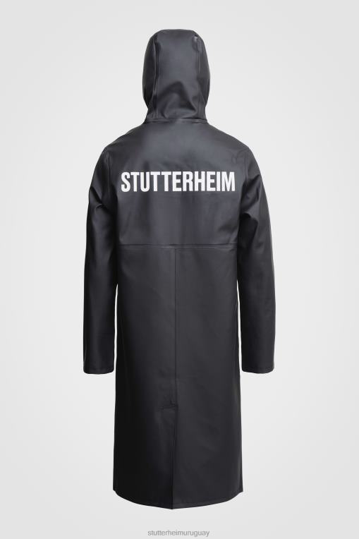 Stutterheim hombres chubasquero largo estampado Stockholm N80T103 ropa negro