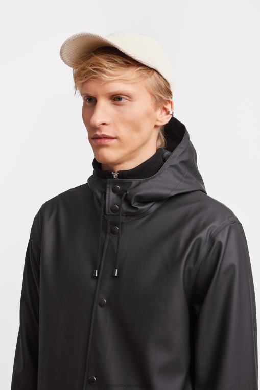 Stutterheim hombres chubasquero largo estampado Stockholm N80T103 ropa negro