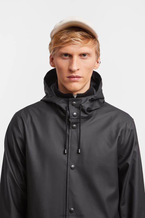 Stutterheim hombres chubasquero largo estampado Stockholm N80T103 ropa negro