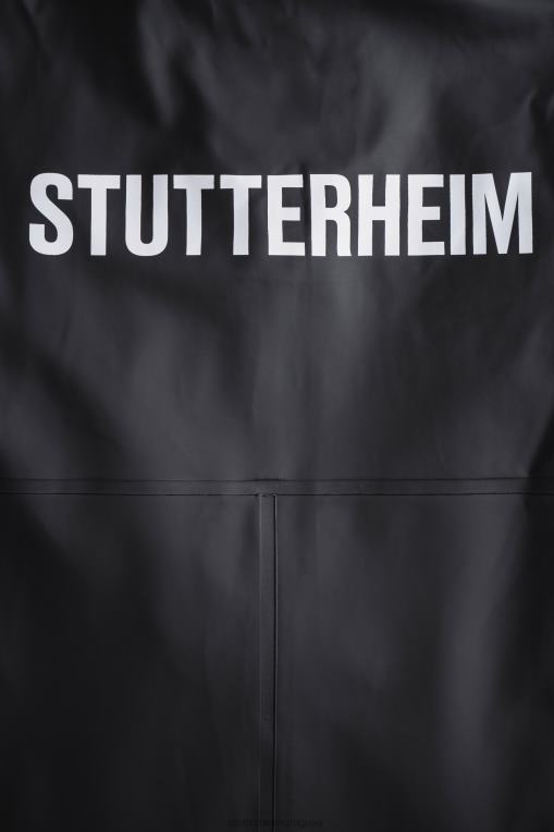 Stutterheim hombres chubasquero largo estampado Stockholm N80T103 ropa negro