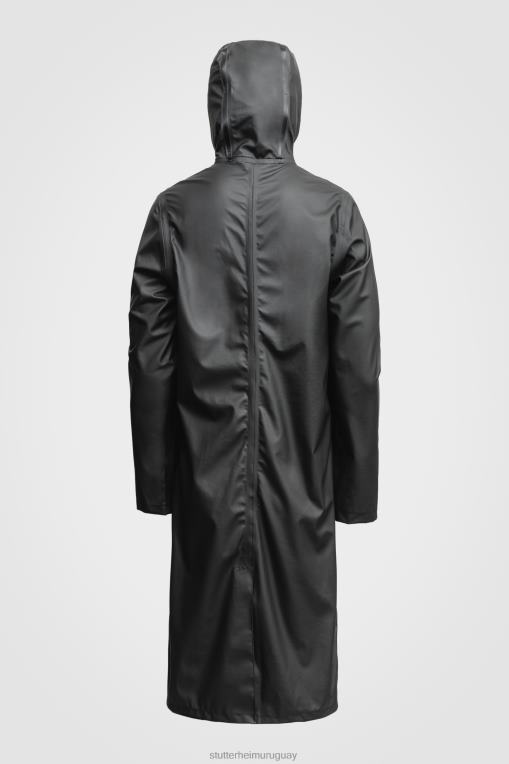 Stutterheim hombres impermeable largo y ligero con cremallera Stockholm N80T212 ropa negro