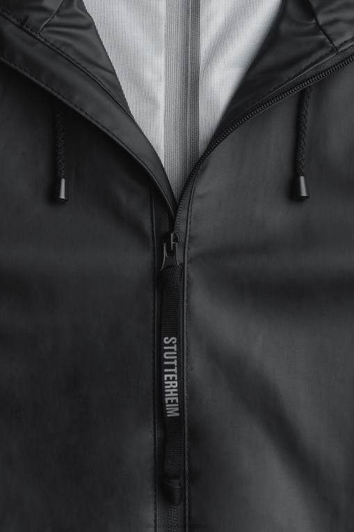 Stutterheim hombres impermeable largo y ligero con cremallera Stockholm N80T212 ropa negro