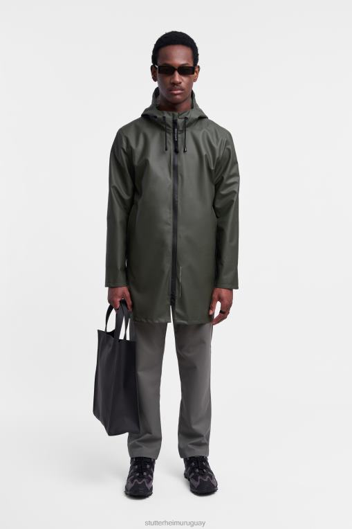 Stutterheim hombres impermeable ligero con cremallera estocolmo N80T96 ropa verde