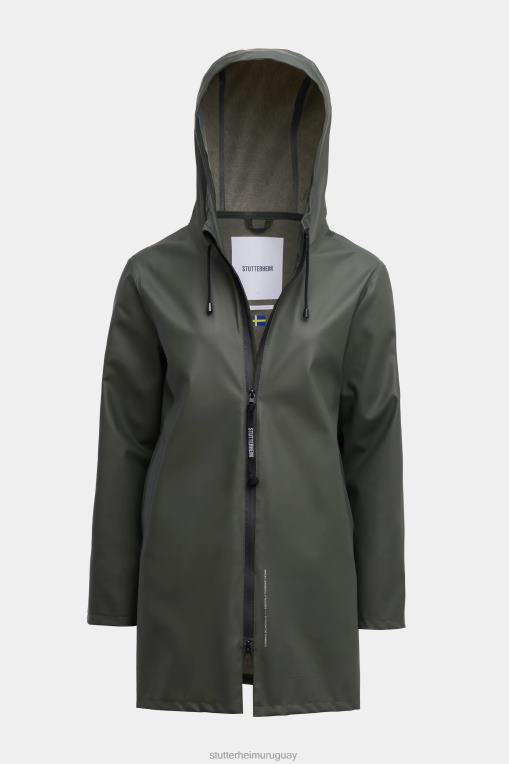 Stutterheim hombres impermeable ligero con cremallera estocolmo N80T96 ropa verde