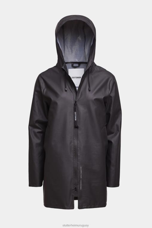 Stutterheim hombres impermeable ligero con cremallera stockholm N80T95 ropa negro