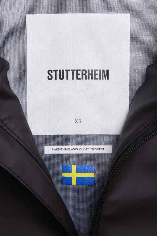 Stutterheim hombres impermeable ligero con cremallera stockholm N80T95 ropa negro