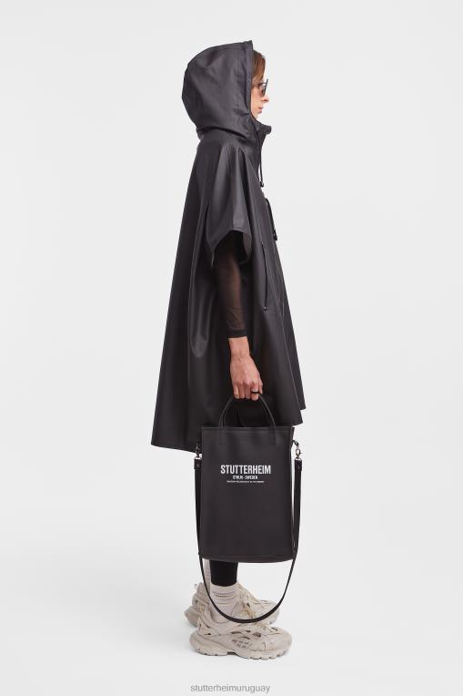 Stutterheim mujer poncho ligero con cremallera lomma N80T82 ropa negro