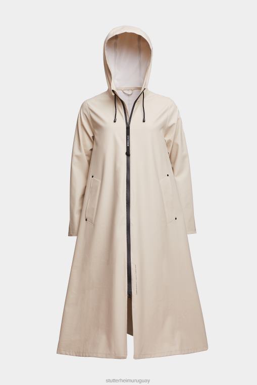 Stutterheim mujer Mosebacke impermeable largo y ligero con cremallera N80T10 ropa ostra