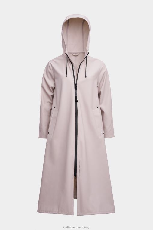 Stutterheim mujer Mosebacke impermeable largo y ligero con cremallera N80T11 ropa arena clara