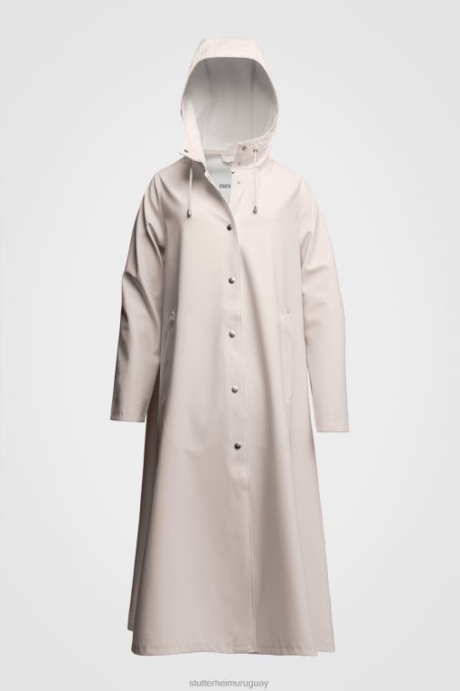 Stutterheim mujer chubasquero largo estampado mosebacke N80T74 ropa arena clara