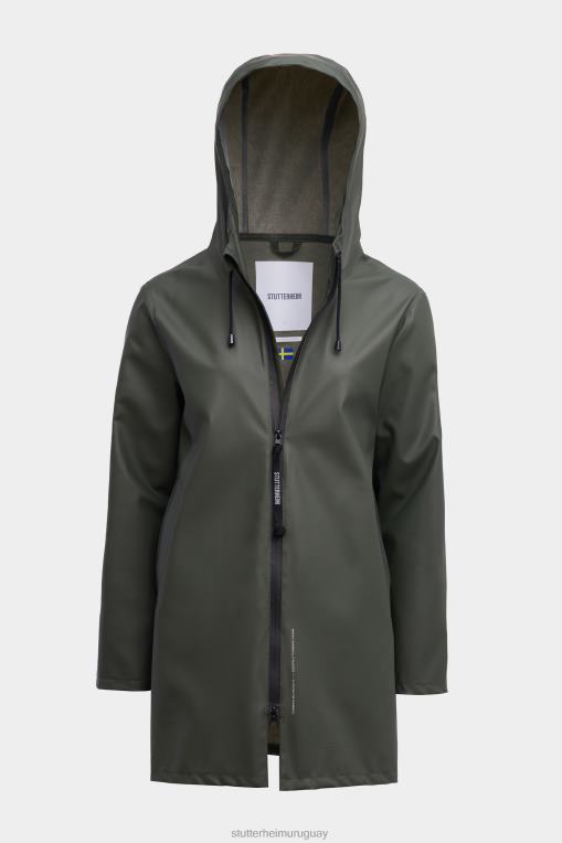 Stutterheim mujer impermeable ligero con cremallera Stockholm N80T15 ropa verde