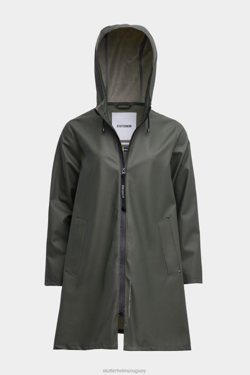 Stutterheim mujer impermeable ligero con cremallera mosebacke N80T6 ropa verde