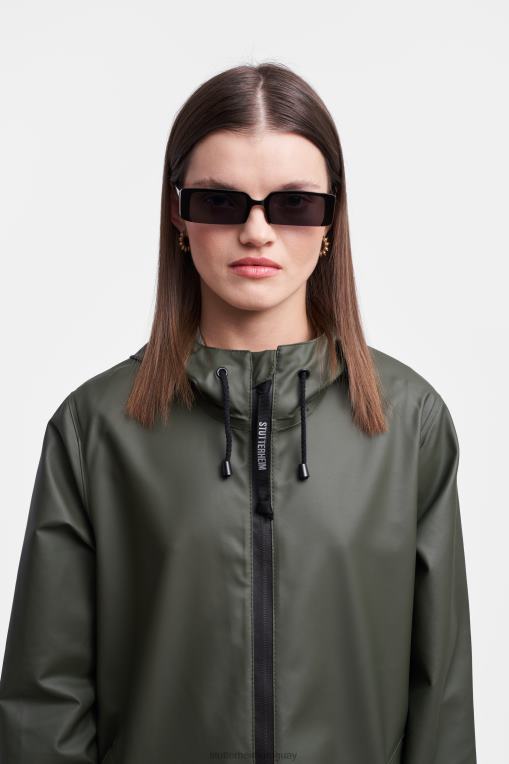 Stutterheim mujer impermeable ligero con cremallera mosebacke N80T6 ropa verde