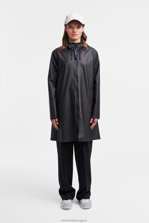 Stutterheim mujer impermeable ligero con cremallera mosebacke N80T7 ropa negro